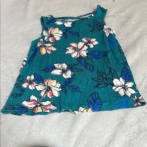 Nomad Tropical Teal Hibiscus Tank Top Size 6-7